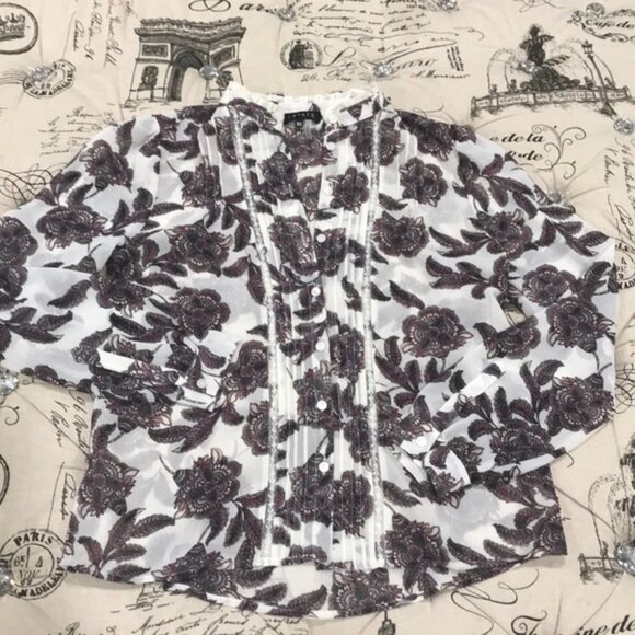 1.State Baroque Paisley Pintuck Blouse - Picture 2 of 4